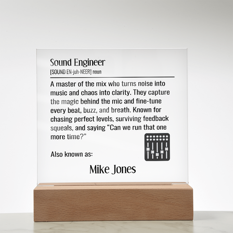 Personalized Sound Engineer Definition Lighted Plaque