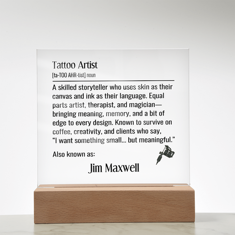 Tattoo Artist Definition Personalized LED Light Plaque