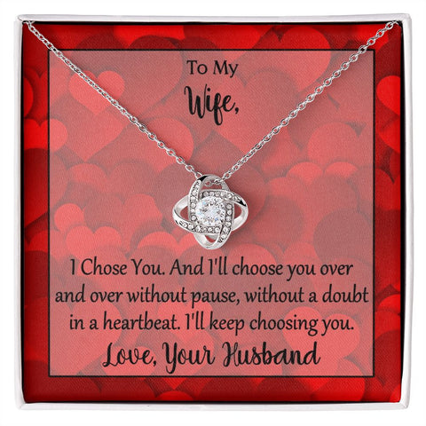 I Choose You Valentine Message Card Necklace For Wife