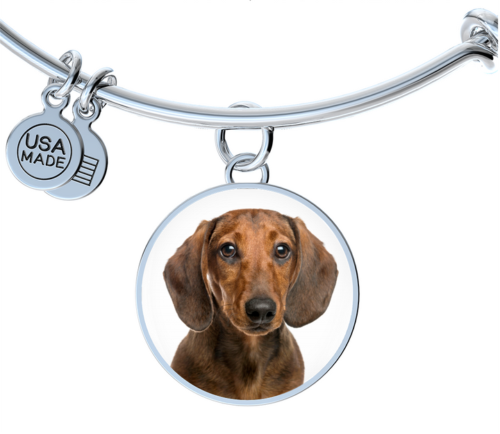 Dachshund Bangle Bracelet Ruby Peach