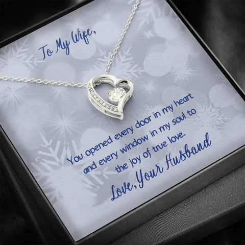 To My Wife - You Opened The Doors To My Heart - Heart Necklace with Message Card