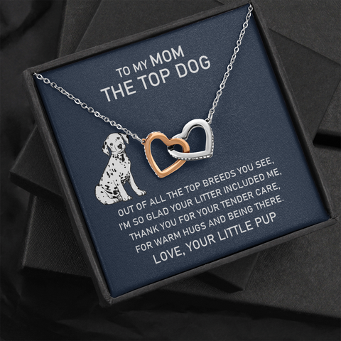 Interlocking Hearts Necklace on Message Card To My Mom The Top Dog