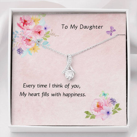 Necklace On Card With Your Name & Hers For Daughter Heart Fills With Happiness