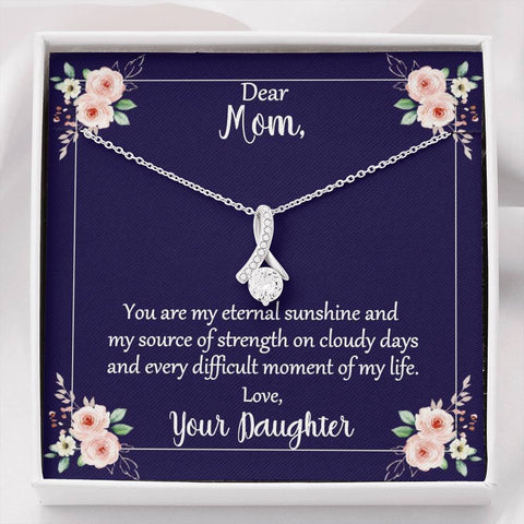 Mom You Are My Eternal Sunshine Message Card From Daughter With Ribbon Pendant Necklace