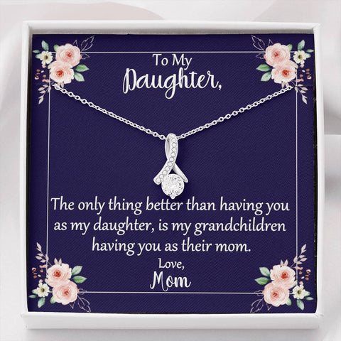 Daughter Only Thing Better Grandchildren Love Mom Message Card Pendant Necklace