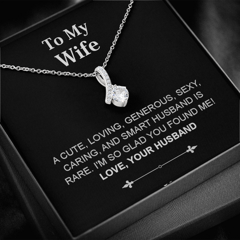 Pendant Necklace On Message Card To My Wife Glad You Found Me Funny