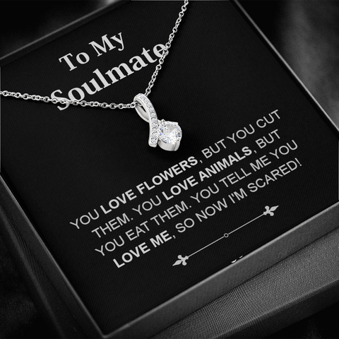 Pendant Necklace On Message Card To My Soulmate Love Scared Funny