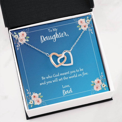 Daughter Be Who God Meant You To Be Love Dad Hearts Necklace On Message Card