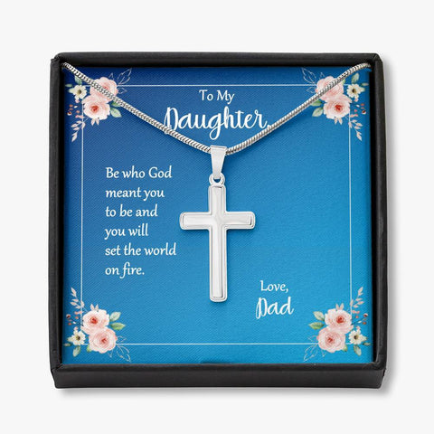 Daughter Be Who God Meant You To Be Cross Necklace Love Dad Message Card