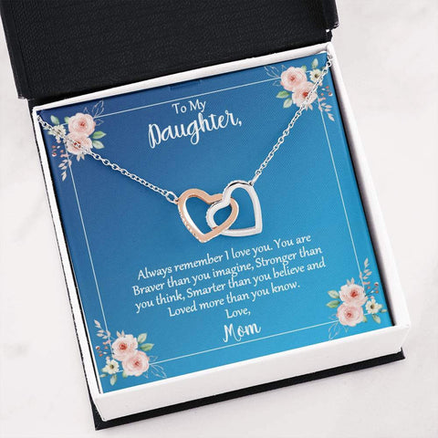 Linked Hearts Necklace To Daughter From Mom You Are Braver Stronger Smarter Message Card