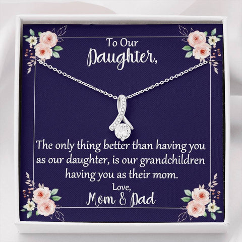 Daughter Only Thing Better Grandchildren Love Mom Dad Message Card Pendant Necklace