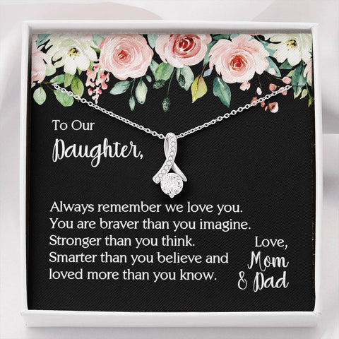 To Our Daughter Necklace From Mom & Dad - You Are Braver Than You Imagine Message Card